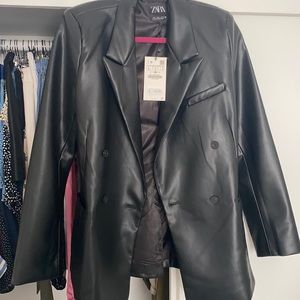 Zara leather blazer size L